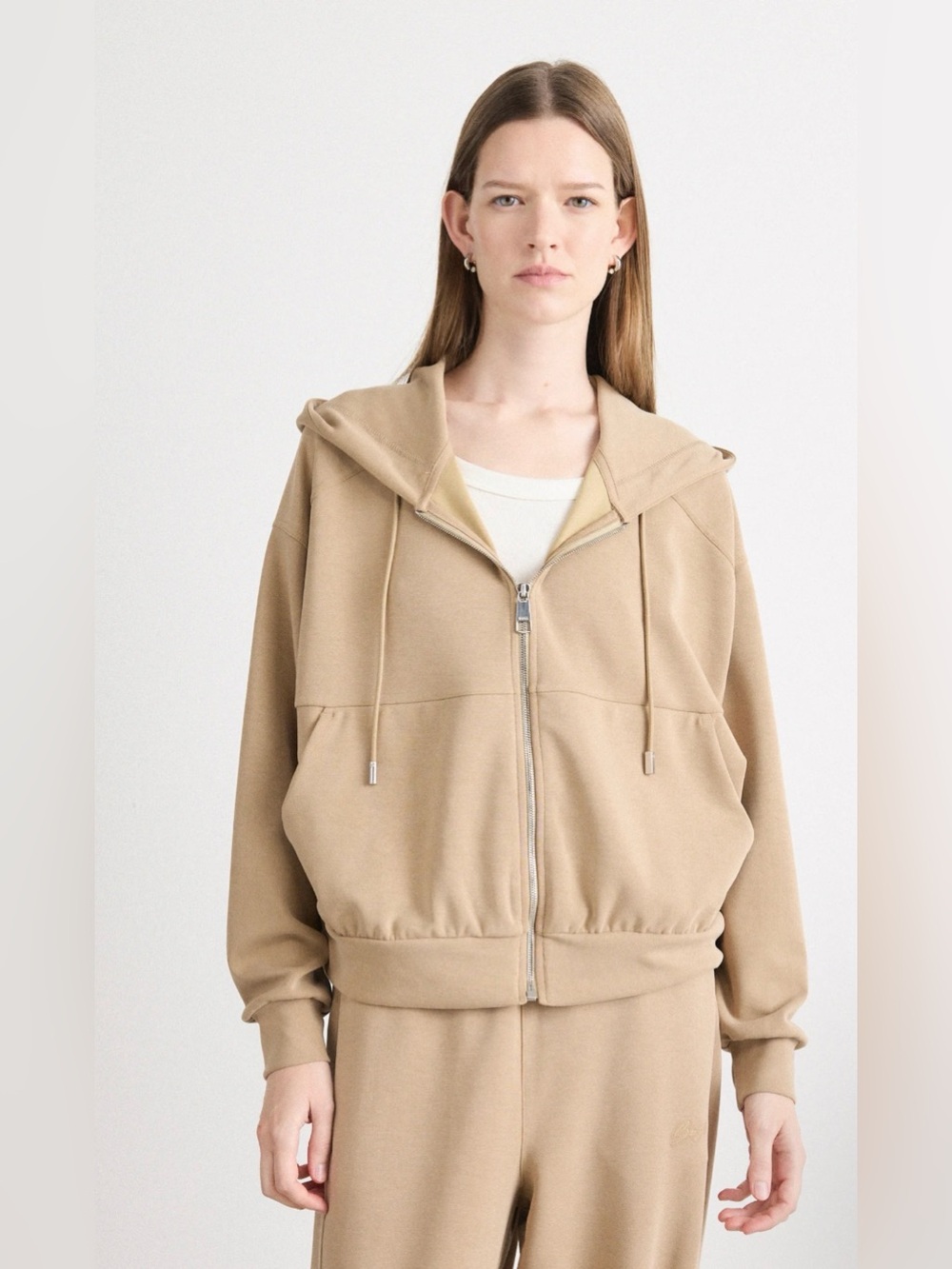BOSS - Oversized-fit zip-up hoodie with logo embroidery
